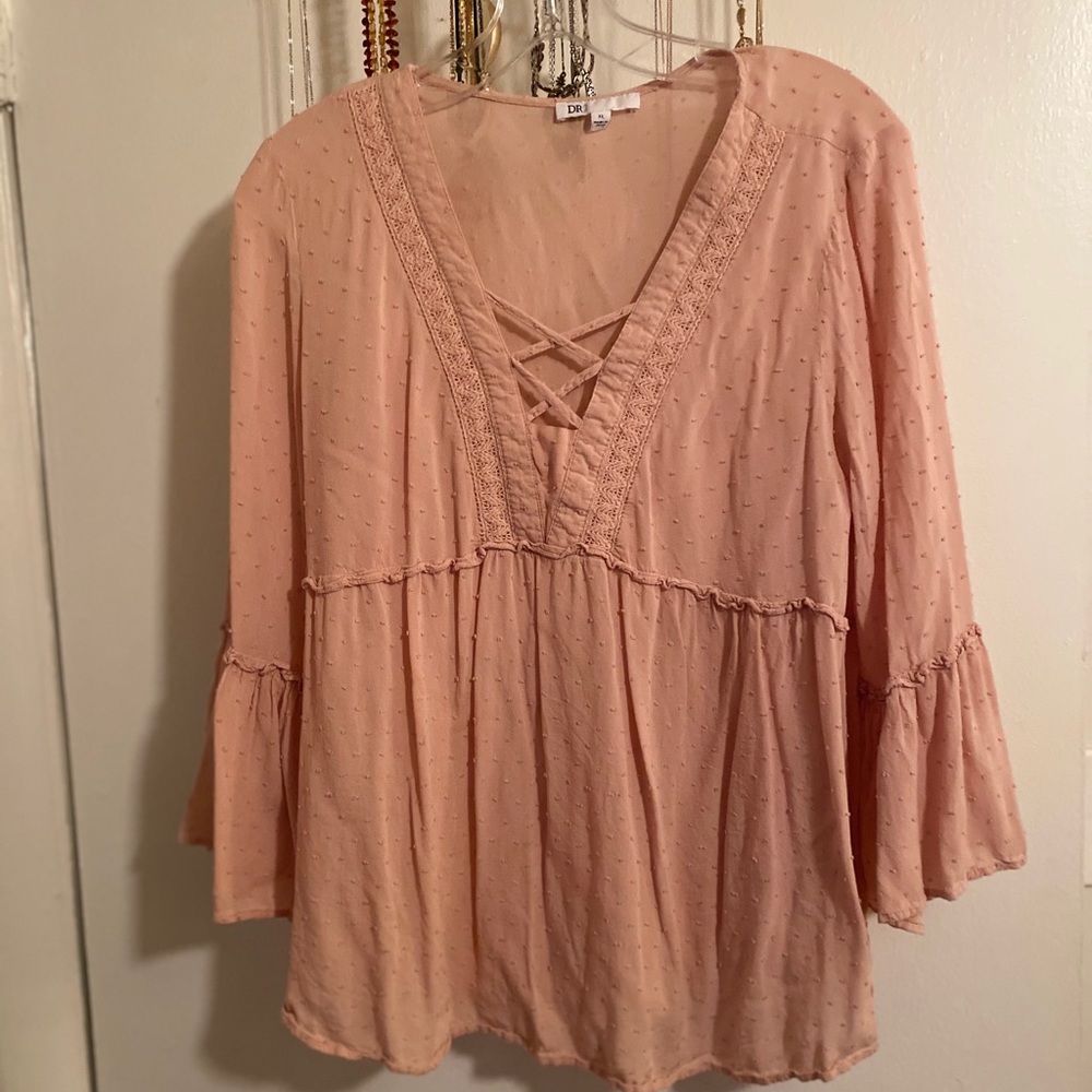 Pale Pink Peasant Blouse